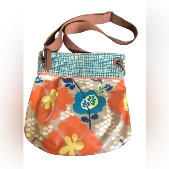 Fossil Coated Canvas Summer Shoulder Bag Wide Adjustable Canvas Strap 12X10 - Picture 1 of 9